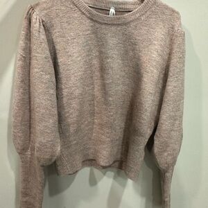 Women's Cozy Knit Sweater - Heather Pink Purple Balloon Sleeve Dreamers